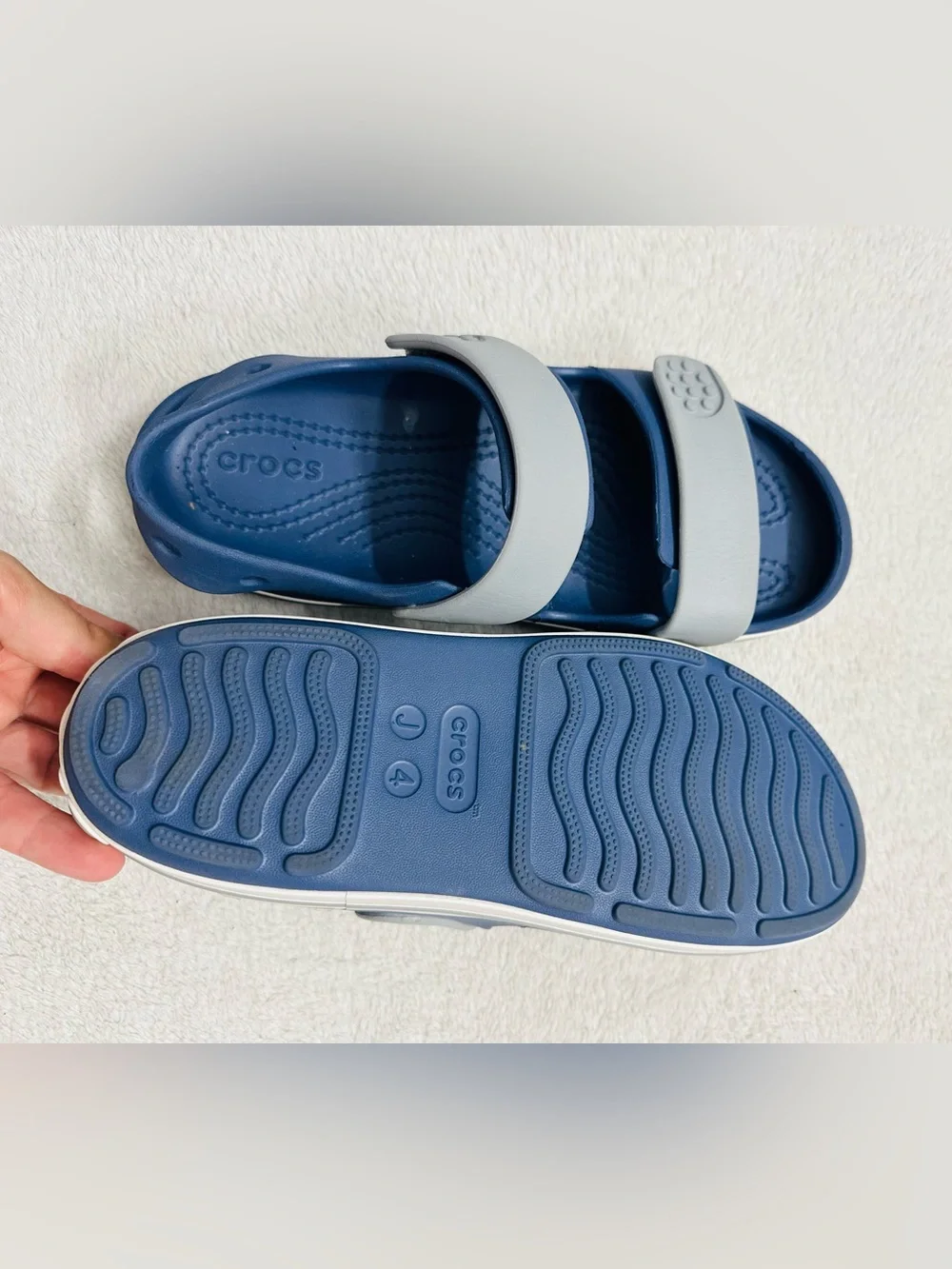 Crocs Boys Crocband Cruiser Sandals Size J4 Excellent Condition